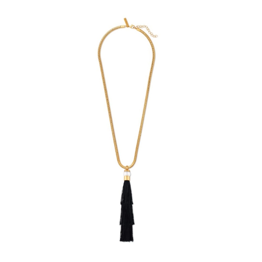 RACHAL ZOE NIB Gracie Black Silk Tassel Necklace